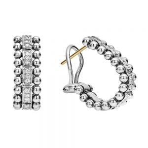 LAGOS Caviar Spark Collection Earth Mined Diamond Earrings in Sterling Silver with 0.18ctw Round Diamonds
