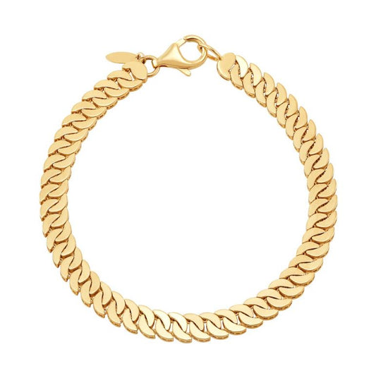 14K yellow gold curb link bracelet.