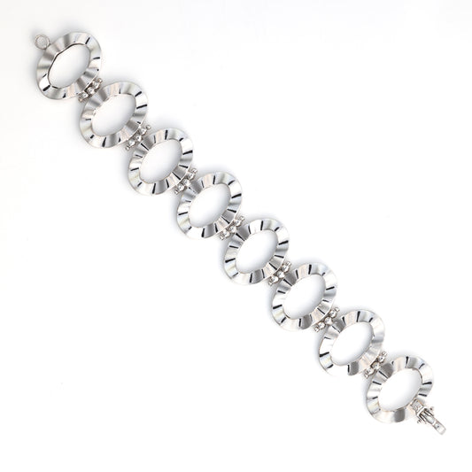 14K white gold fancy link bracelet.