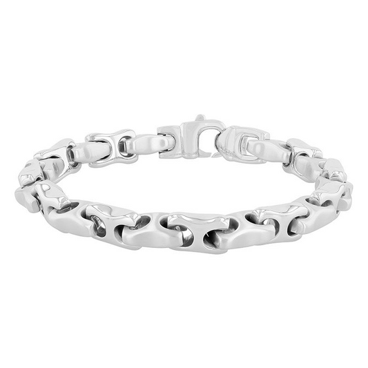 Stainless steel silver fancy link bracelet.
