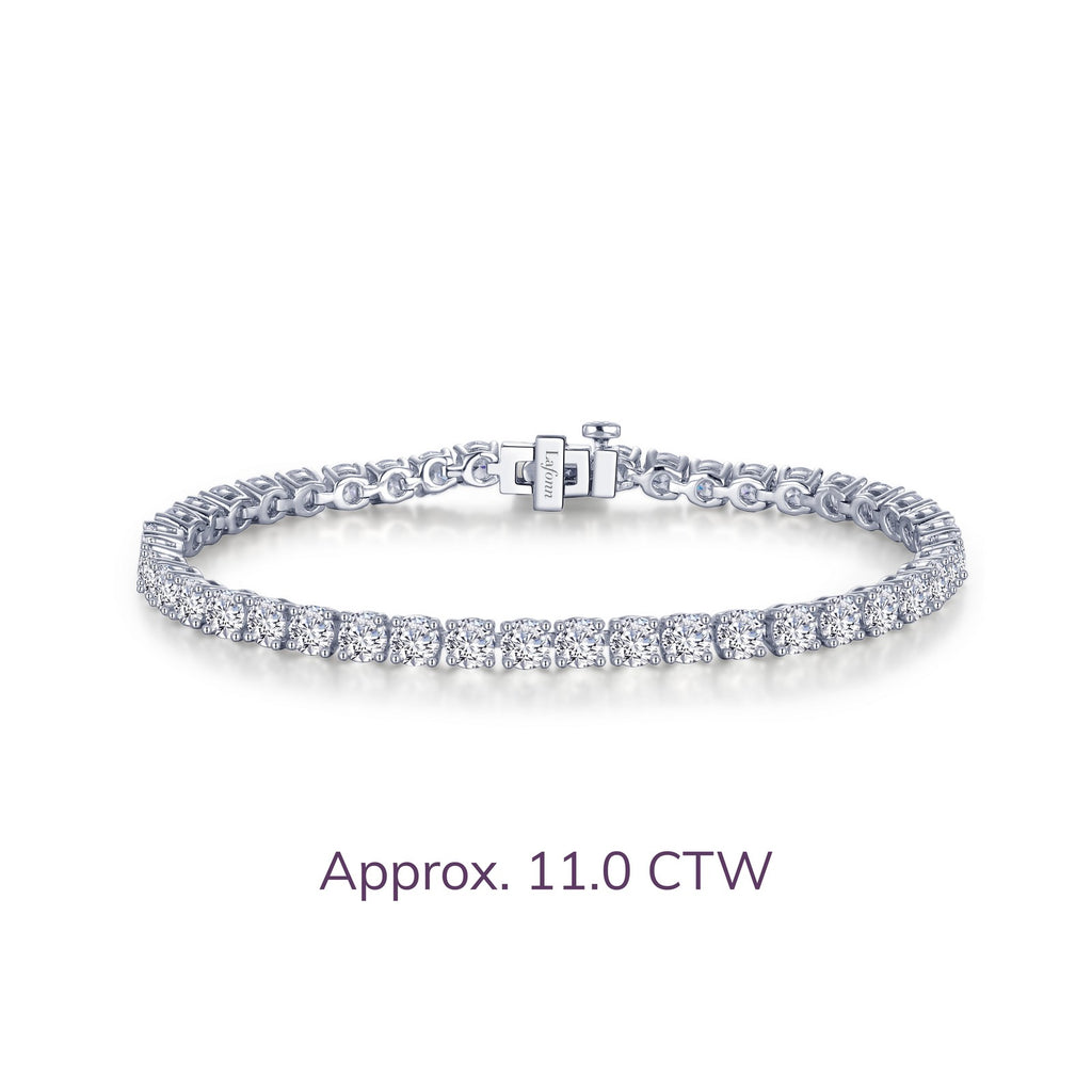 Simulated diamond bracelet, platinum bonded sterling silver.