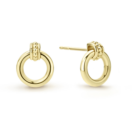 Caviar Gold Collection Drop Natural Diamond Earrings in 18 Karat Yellow with 0.48ctw G/H SI2 Round Diamond