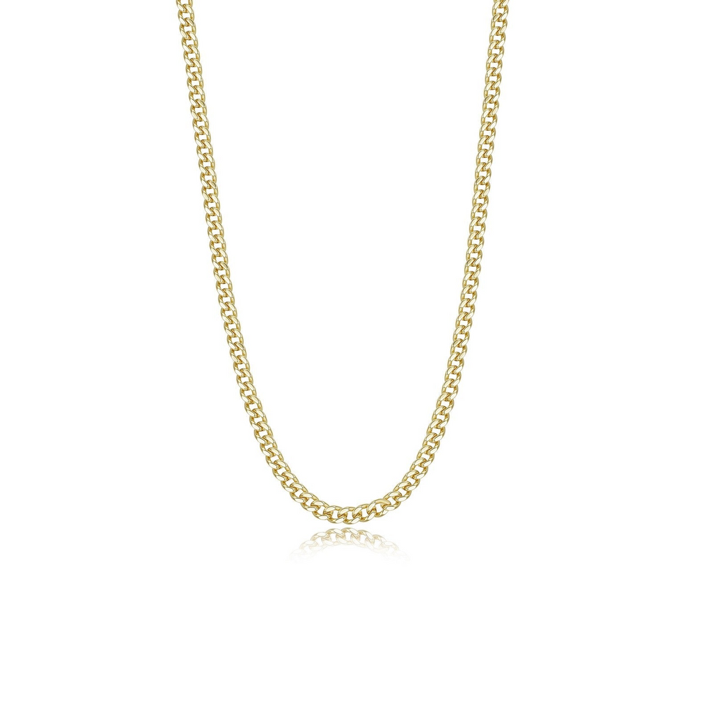 Yellow polished sterling silver curb chain.