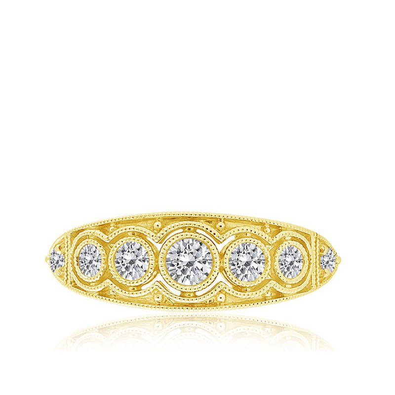 Vintage yellow gold ring with round diamonds.