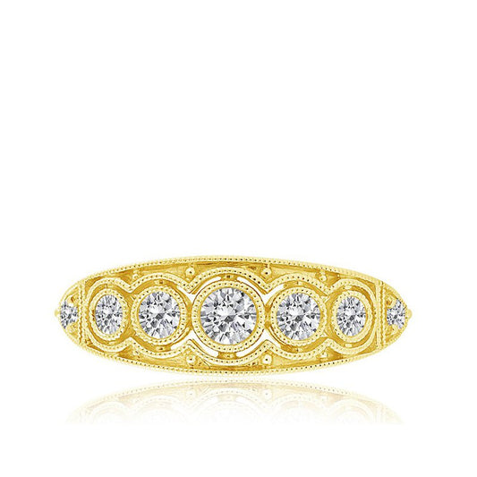 Vintage yellow gold ring with round diamonds.