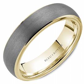 Bleu Royale Collection Carved Band (No Stones) in Tantalum - 14 Karat Yellow - Grey 6MM