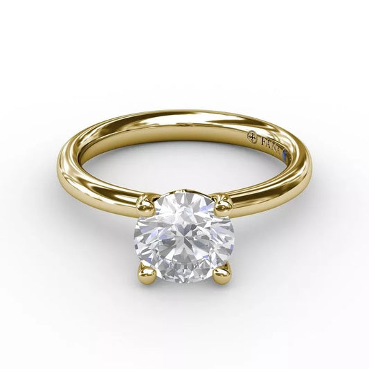 Solitaire Solitaire Semi-Mount Engagement Ring in 14 Karat Yellow with 0.01ctw Round Sapphire