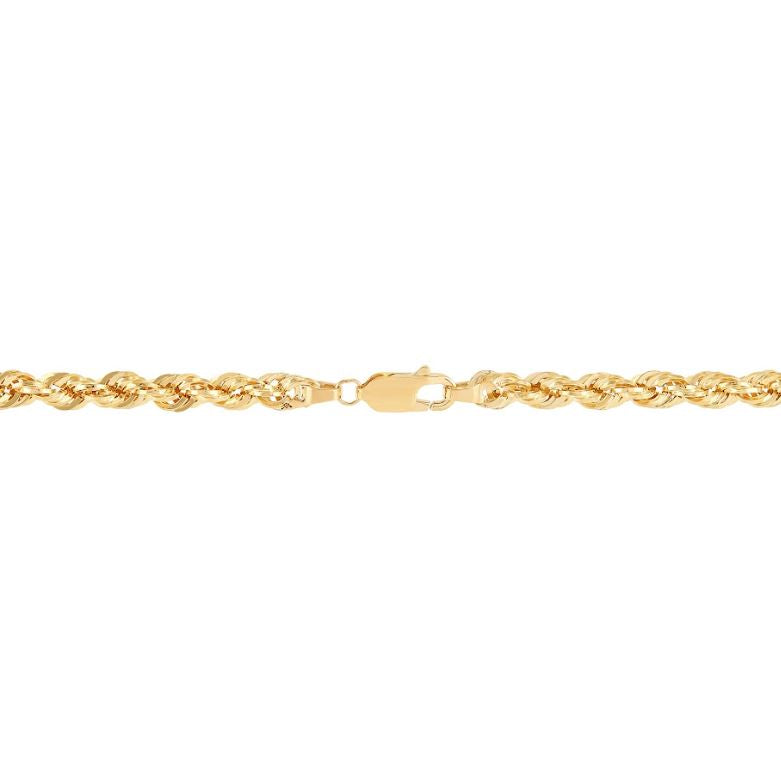 Diamond cut rope chain, 14K yellow gold.