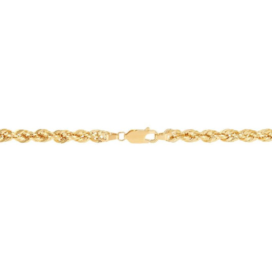 14K yellow gold diamond-cut rope chain.