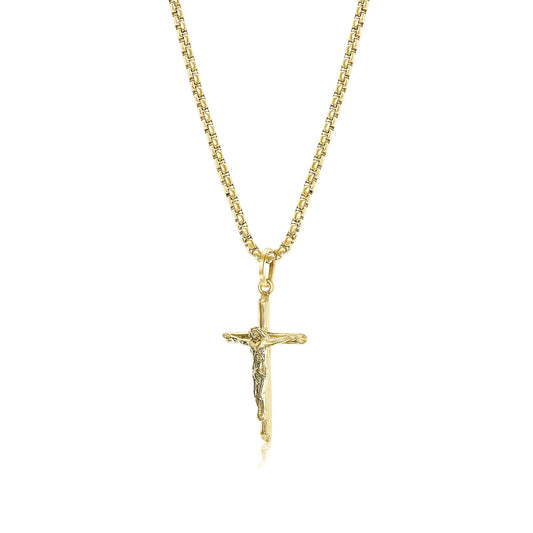 ReMARKable Designs Men's Cross Necklace (No Stones) in Stainless Steel Yellow