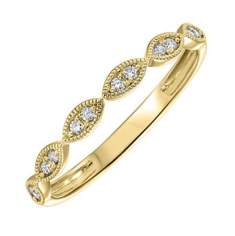 M Everday Fashion Collection Natural Diamond Stackable Fashion Ring in 10 Karat Yellow with 0.12ctw Round Diamonds