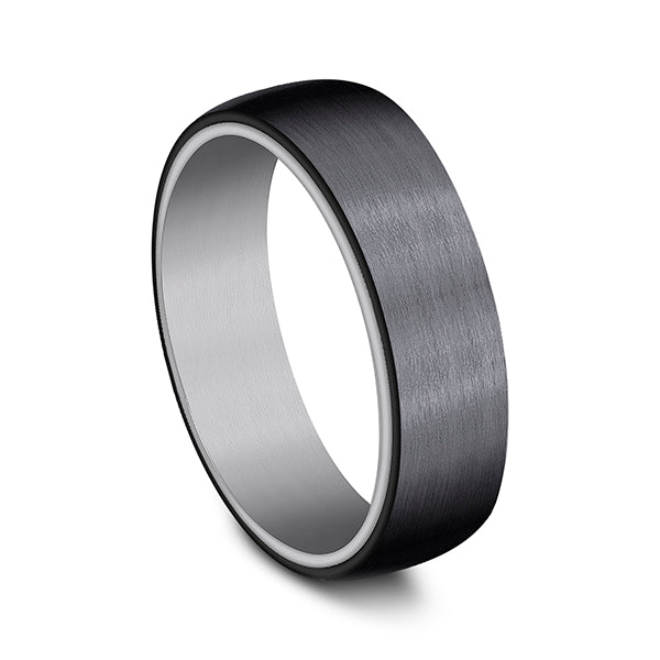 Titanium black carved band, satin finish.