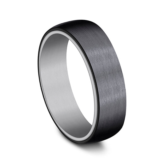 Titanium black carved band, satin finish.