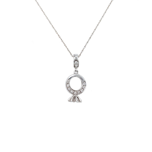 Natural Diamond Necklace in 14 Karat White with 0.10ctw Round Diamond