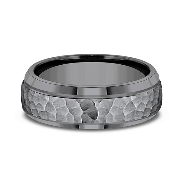 Hammered grey tantalum band, 7.5MM width.