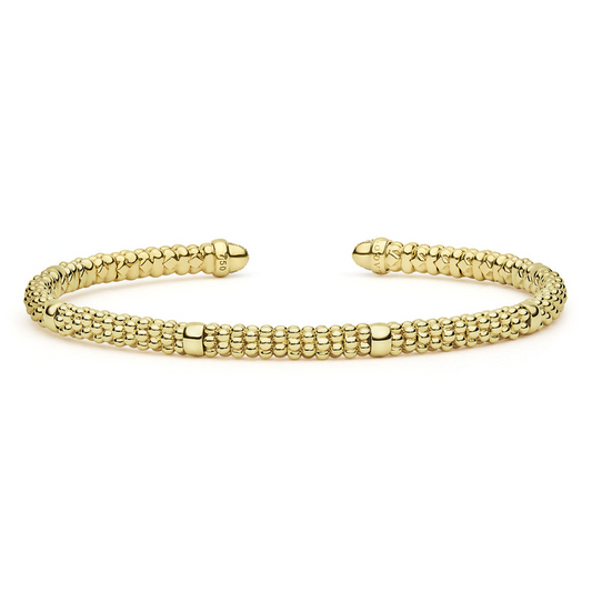 Lagos Signature Caviar Collection Natural Diamond Bracelet in 18 Karat Yellow with 0.05ctw G/H SI1-SI2 Round Diamond