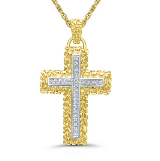 Cross necklace with diamonds in sterling silver.