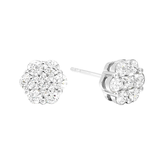 ReMARKable Designs Stud Natural Diamond Earth Mined Diamond Earrings in 14 Karat White Gold with 0.71ctw Round Diamonds