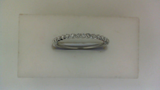 Lab-grown diamond band, white gold, round stones.