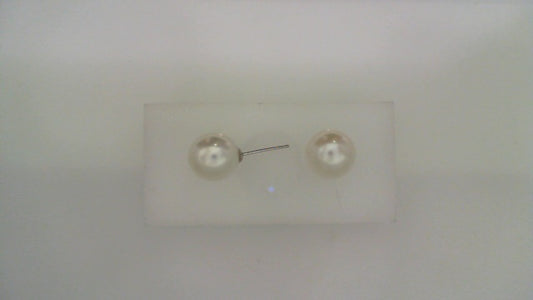 Stud Color Gemstone Earrings in 14 Karat White with 2 Round White Pearls