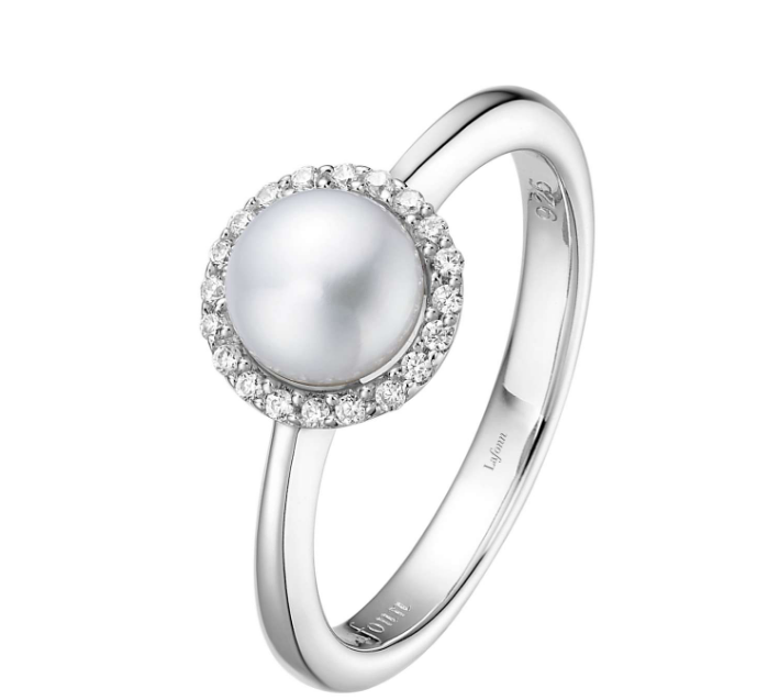 Color Gemstone Ring in Platinum Bonded Sterling Silver White Freshwater Pearl