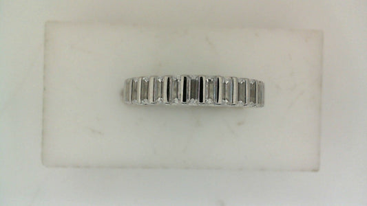 Natural Diamond Ladies Wedding Band in 14 Karat White with 0.88ctw Baguette Diamonds