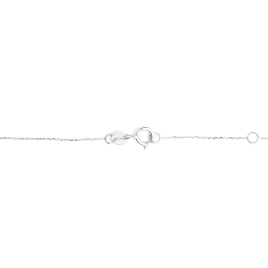 14K white gold necklace clasp detail.