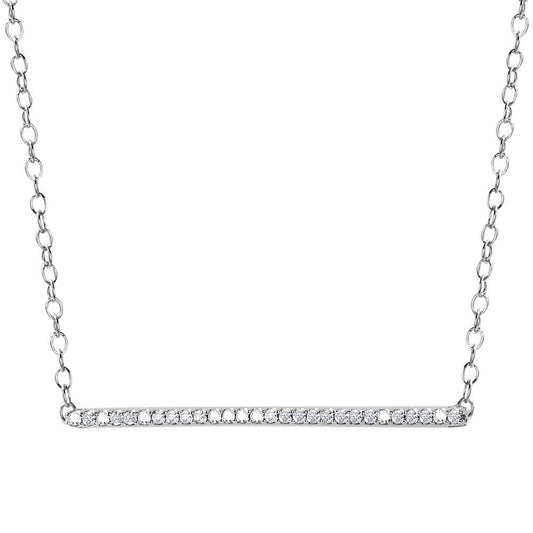 Bar-style necklace with round diamonds.