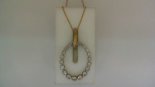ReMARKable Designs Natural Diamond Necklace in 14 Karat White Yellow Gold with 1.00ctw Round Diamonds