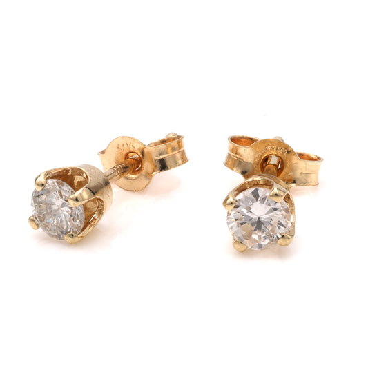 ReMARKable Designs Natural Diamond Stud Earrings in 14 Karat Yellow Gold with 0.28ctw Round Diamonds, Clarity: I1-I2, Color: I/J