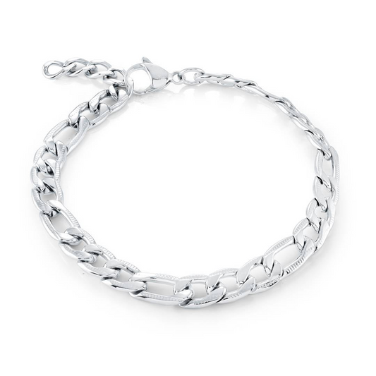Figaro Bracelet (No Stones) in Stainless Steel White