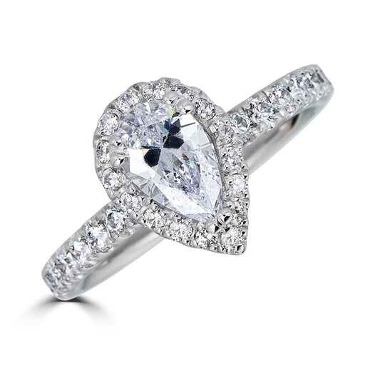 Halo Lab-Grown Diamond Semi-Mount Engagement Ring in 14 Karat White with 37 Round Lab Grown Diamonds, totaling 0.64ctw