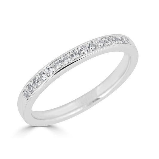 Natural Diamond Stackable Ladies Wedding Band in 14 Karat White with 0.16ctw G/H SI1-SI2 Round Diamonds