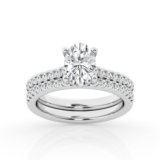 ReMARKable Designs Side Stone Hidden Accent Complete Engagement Ring in 14 Karat White Gold with 2.02ctw of Round Lab-Grown Diamonds, Clarity: VS1, Color: E