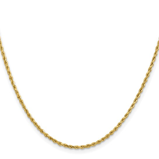 Diamond cut yellow gold rope chain.