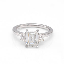 ReMARKable Designs Three Stone Complete Engagement Ring in 18 Karat White Gold with 3.02ctw of Round Lab-Grown Diamonds, Clarity: VS1, Color: F
