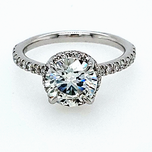 ReMARKable Designs Side Stone Complete Engagement Ring in 14 Karat White Gold with 3.05ctw of Round Lab-Grown Diamonds, Clarity: VS2, Color: G