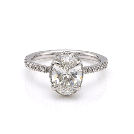 ReMARKable Designs Halo Complete Engagement Ring in 14 Karat White with 2.08ctw of Round Lab-Grown Diamonds, Clarity: VS2, Color: F