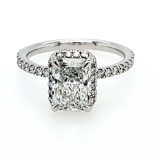 ReMARKable Designs Halo Side Stone Semi-Mount Engagement Ring in 14 Karat White Gold with 0.28ctw of Round Lab-Grown Diamond, Clarity: VS1, Color: G