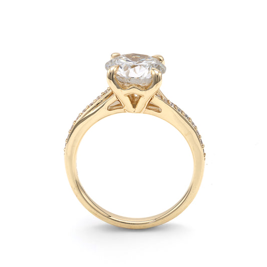 Side Stone Complete Engagement Ring in 14 Karat Yellow Gold with 2.53ctw of Round Lab-Grown Diamonds, Clarity: VS2, Color: F