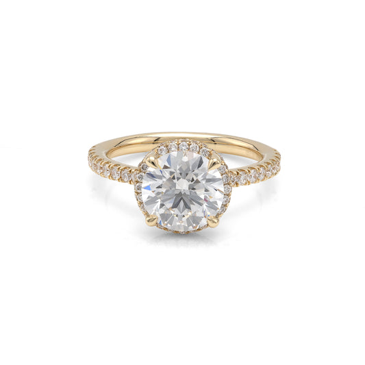Side Stone Hidden Accent Complete Engagement Ring in 14 Karat Yellow Gold with 2.59ctw of Round Lab-Grown Diamonds, Clarity: VS2, Color: F