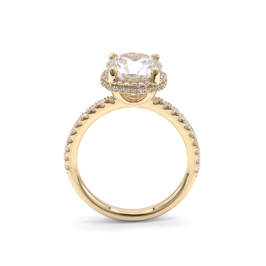 Side Stone Hidden Accent Complete Engagement Ring in 14 Karat Yellow Gold with 2.59ctw of Round Lab-Grown Diamonds, Clarity: VS2, Color: F
