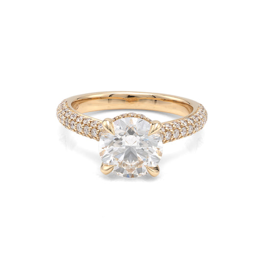 ReMARKable Designs Side Stone Hidden Accent Complete Engagement Ring in 14 Karat Yellow Gold with 2.51ctw of Round Lab-Grown Diamonds, Clarity: VS2, Color: G