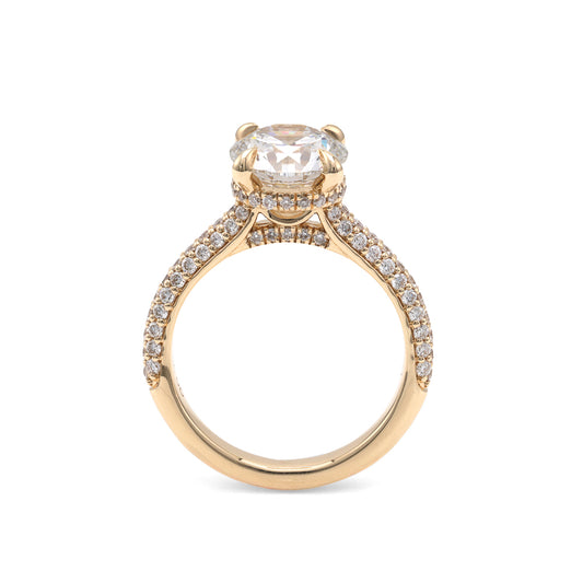 ReMARKable Designs Side Stone Hidden Accent Complete Engagement Ring in 14 Karat Yellow Gold with 2.51ctw of Round Lab-Grown Diamonds, Clarity: VS2, Color: G