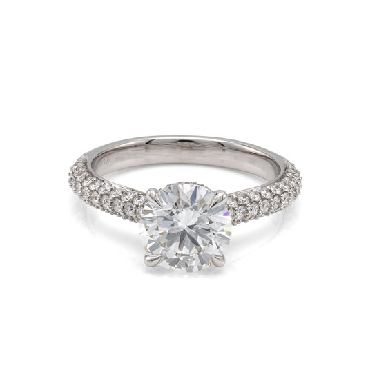 ReMARKable Designs Hidden Accent Side Stone Complete Engagement Ring in 14 Karat White with 2.04ctw of Round Lab-Grown Diamonds, Clarity: VS2, Color: F