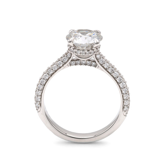 ReMARKable Designs Hidden Accent Side Stone Complete Engagement Ring in 14 Karat White with 2.04ctw of Round Lab-Grown Diamonds, Clarity: VS2, Color: F