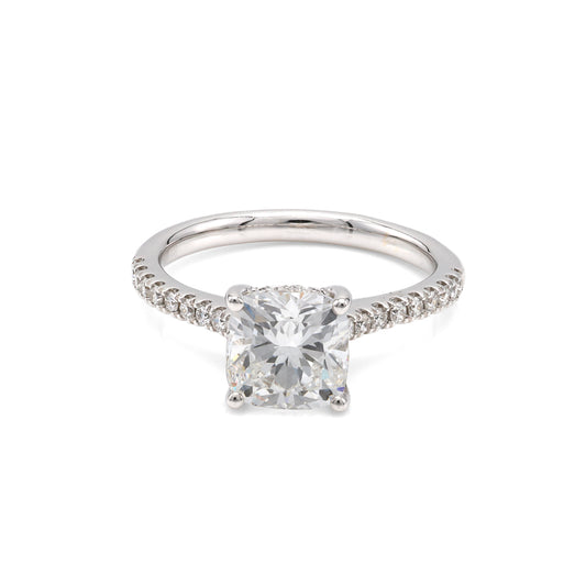ReMARKable Designs Hidden Accent Complete Engagement Ring in 14 Karat White Gold with 2.09ctw of Round Lab-Grown Diamonds, Clarity: VS1, Color: F