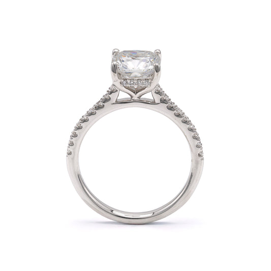 ReMARKable Designs Hidden Accent Complete Engagement Ring in 14 Karat White Gold with 2.09ctw of Round Lab-Grown Diamonds, Clarity: VS1, Color: F