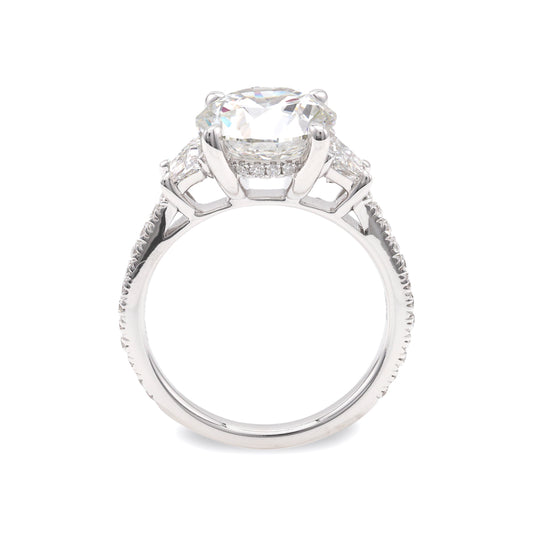ReMARKable Designs Hidden Accent Side Stone Complete Engagement Ring in 18 Karat White Gold with 4.01ctw of Round Lab-Grown Diamonds, Clarity: VS2, Color: G