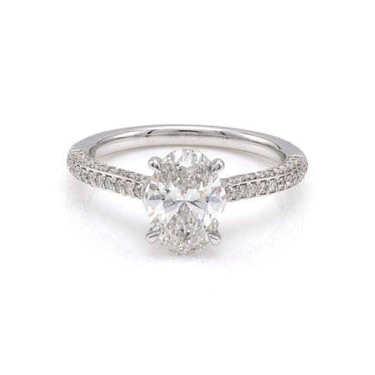 ReMARKable Designs Side Stone Hidden Accent Complete Engagement Ring in 18 Karat White Gold with 1.51ctw of Round Lab-Grown Diamonds, Clarity: VS1, Color: F